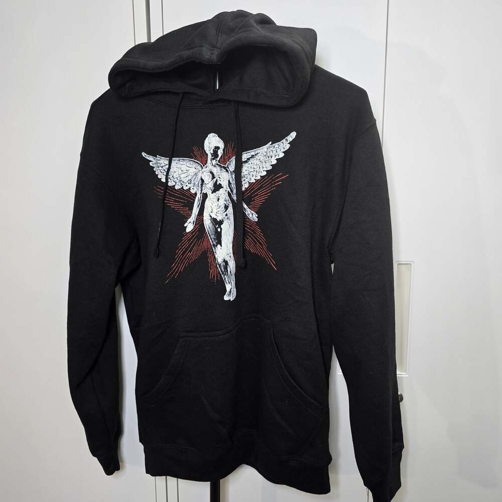 Nirvana In Utero Angel Graphic Pullover Hoodie Black Medium